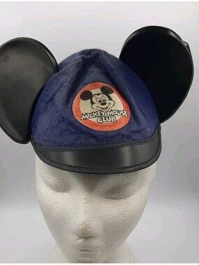 Vintage Mickey Mouse Club Blue Felt Hat With Ears Walt Disney Productions